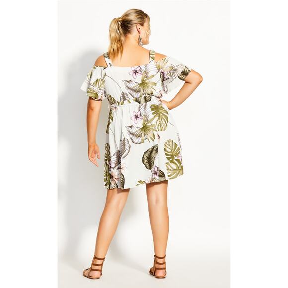 Size: 16 / S - NWT City Chic Women Cold Shoulder Floral Playsuit Romper Plus - Picture 2 of 5